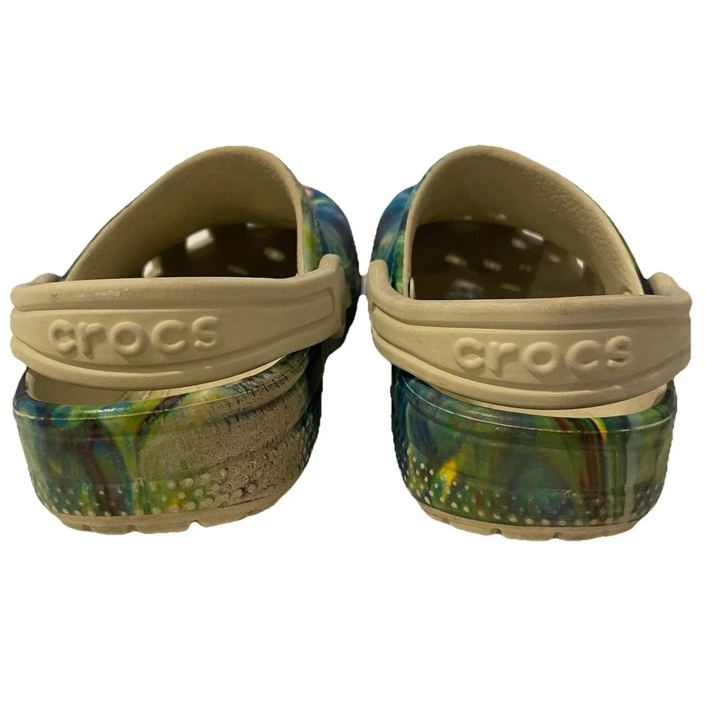Crocs Kids Under The Sea Classic Clogs C8 Blue Ocean Marble Jibbitz Fish Shell